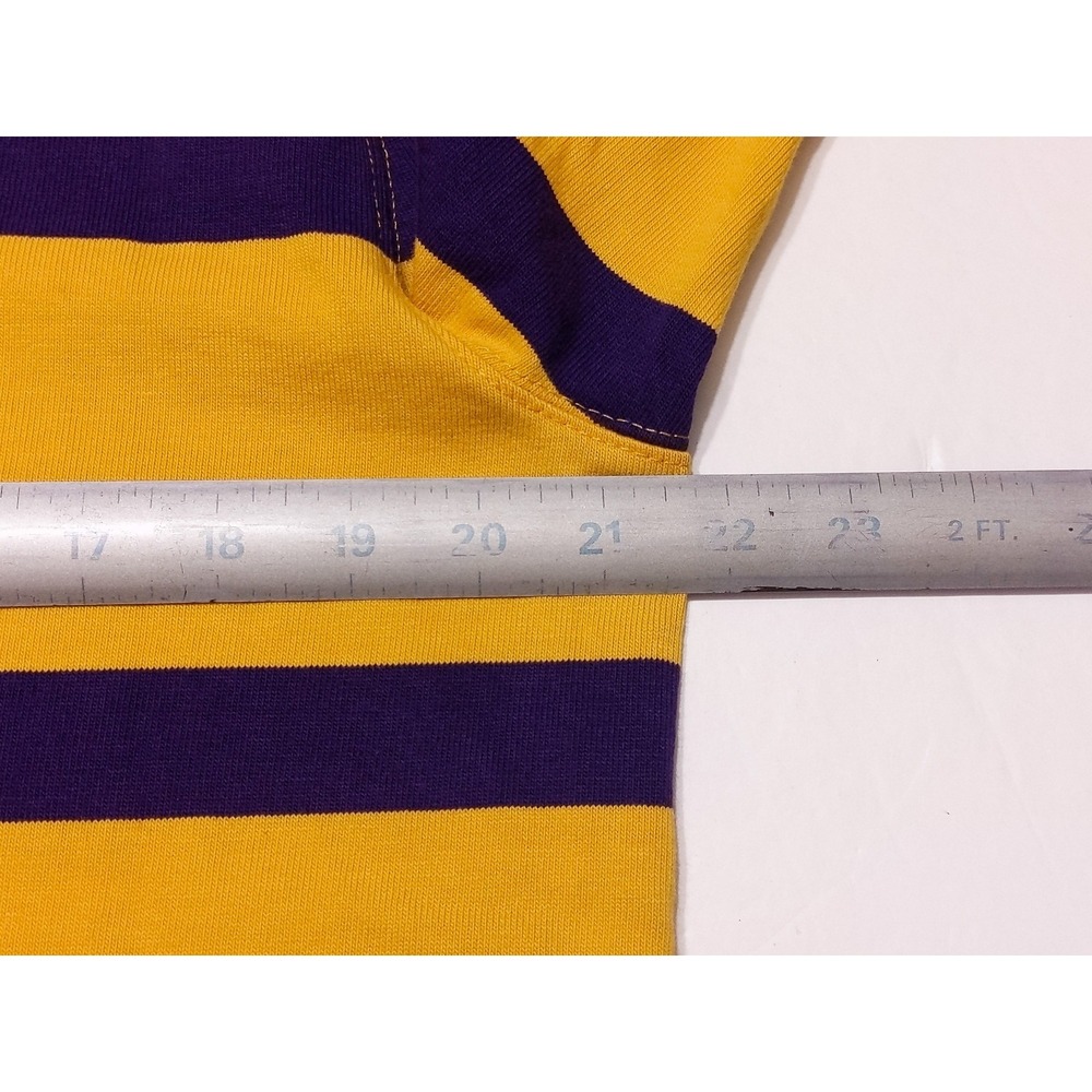 J CREW Long Sleeve Rugby Polo Shirt BE890 Yellow Purple Striped Medium M - Picture 3 of 10